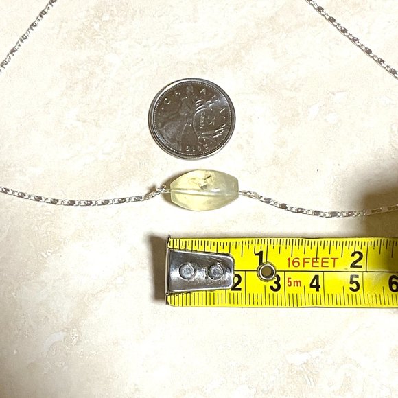 2/$20, Light Green Prehnite Necklace, Genuine Barrel Gemstone Bar Pendant - Picture 8 of 10